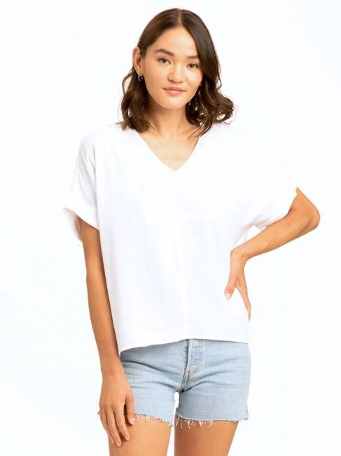 Honora Gauze V-Neck Top