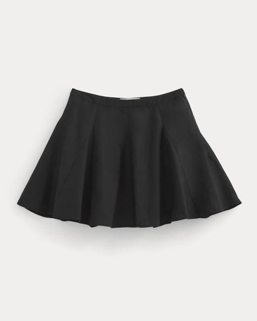 Godet Mini Skirt in Cotton Silk | Black