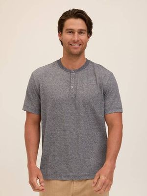 Carlos Light Fleck Jersey 3-Button Henley