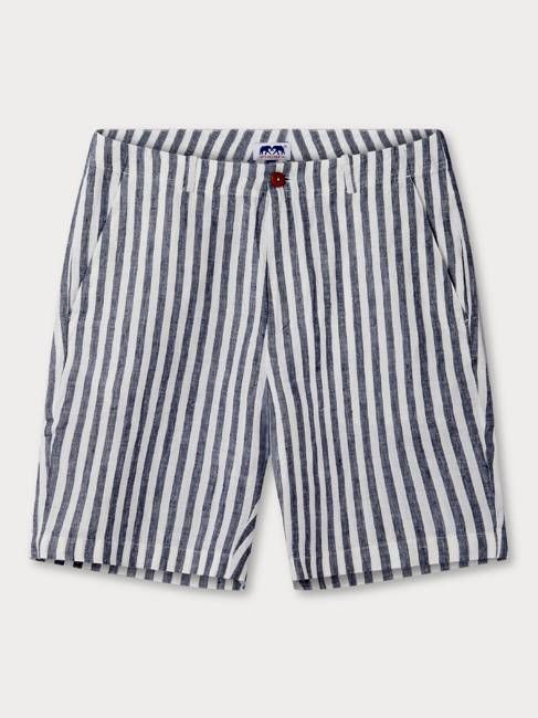Men's Navy Lines Burrow Linen Shorts