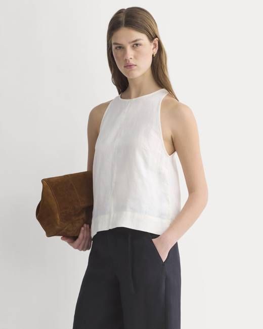 The Linen High-Neck Tank | Bone