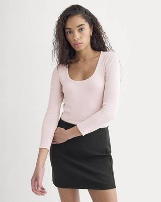 Luxe Rib Deep U-Neck Top | Burnished Lilac