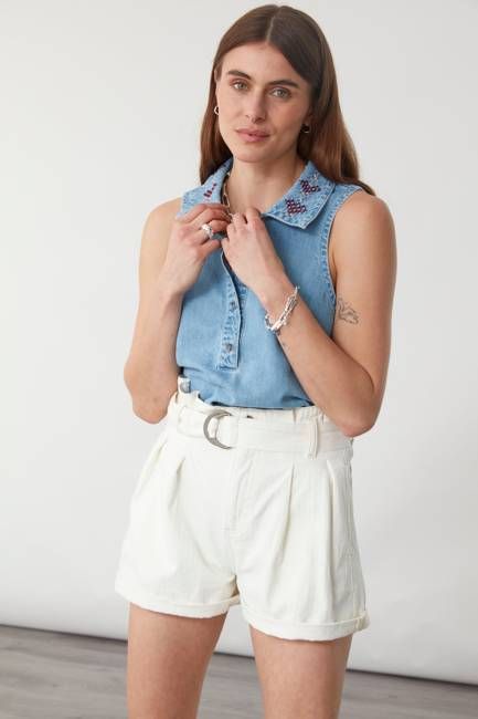 Maia Short in Herringbone Ecru