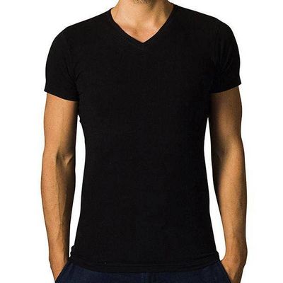 2 x T-shirt Basic - Biologisch katoen - zwart - V - hals