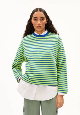 FRANKAA MAARLEN STRIPE SWEATSHIRT | Super Limetten-Dynamoblau