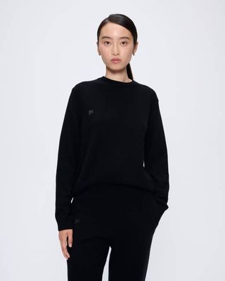 Archive Womens Recycled Cashmere Crewneck Sweatshirt—black