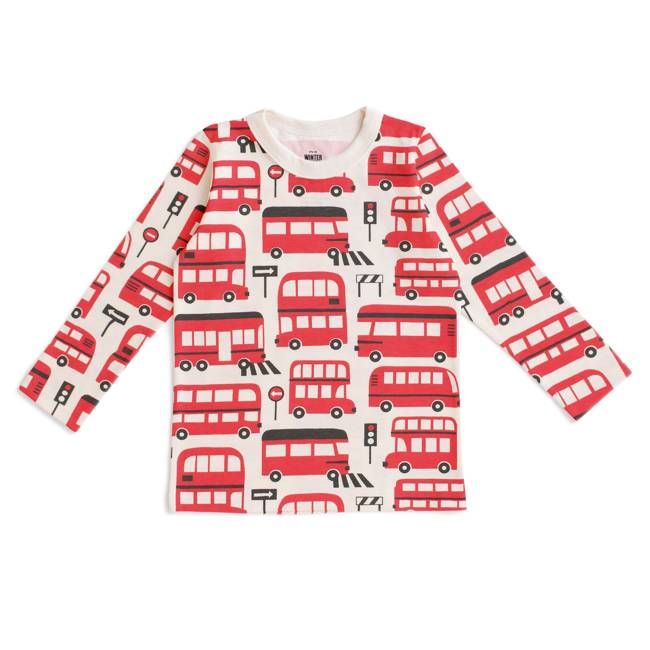 Long Sleeve Tee - Double Decker Buses Red
