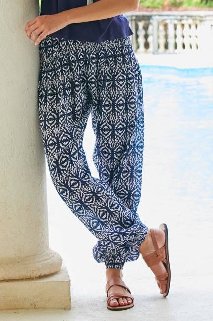Harem Trousers | Ikat Navy/White