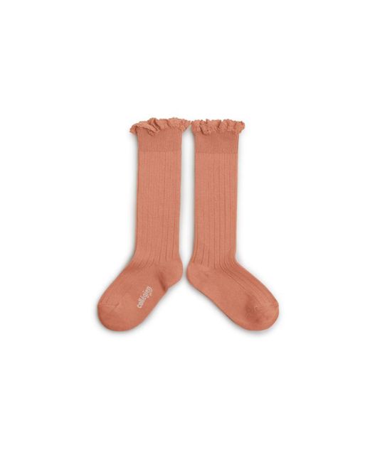 Collegien Ruffle Knee Socks - melon