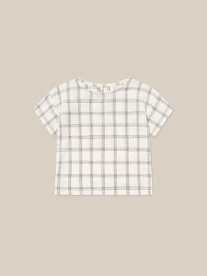 Navy Window Check Boxy T-Shirt