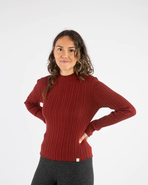 Ribbed Collared Longsleeve maroon