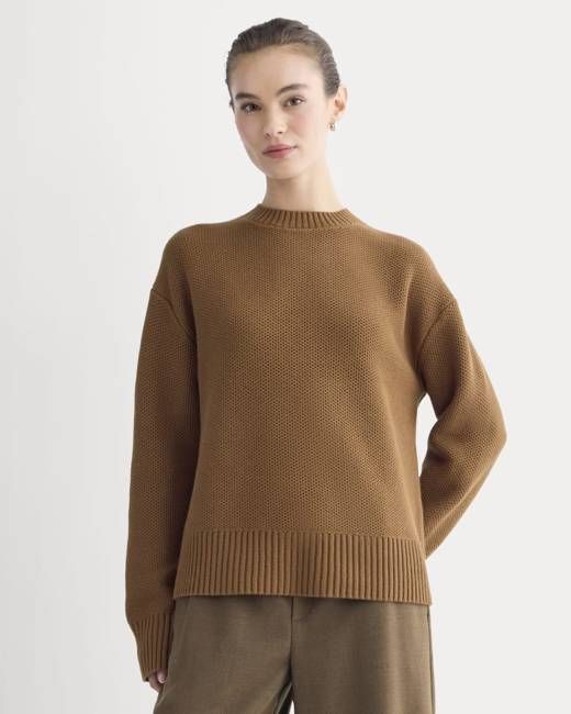 The Cotton Honeycomb Square Crew | Toffee
