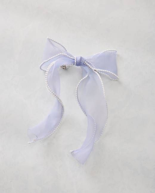 Light Blue - Pearl Bow Barrette - L. Erickson