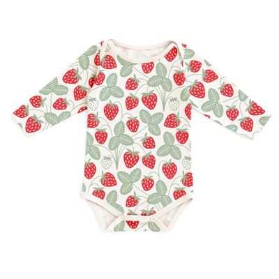Long-Sleeve Snapsuit - Strawberries Red & Green