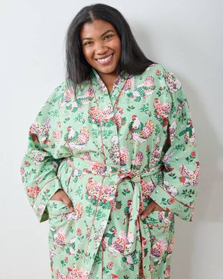 Holiday Hens - Lounge Robe - Sage
