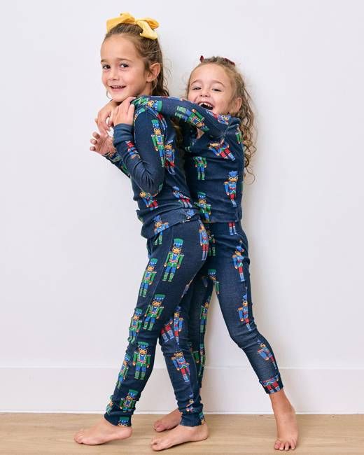 Leopard Nutcrackers - Kids Snug Fit PJ Set - Navy