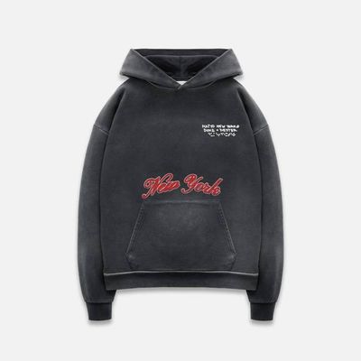 Naiyo NY Washed Black Hoodie