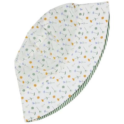 Reversible Sun Hat - Flowers, White