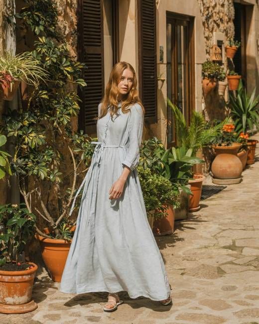 Clarisa - Linen Dress in Frost