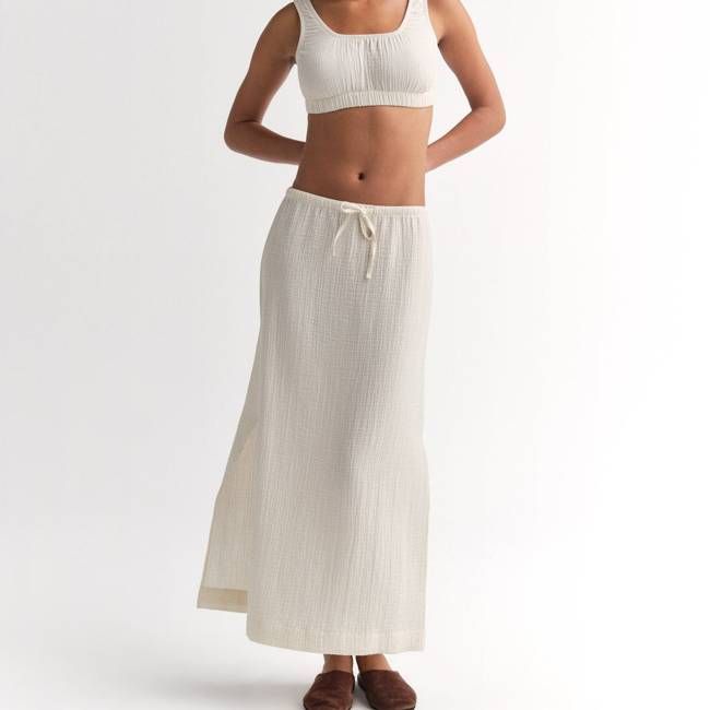 Organic Gauze Midi Skirt