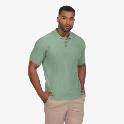 Willow Green Textured Sweater Knit Polo