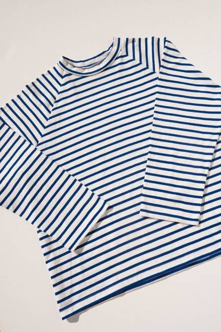 Boxy Raglan - Blue/White Stripe