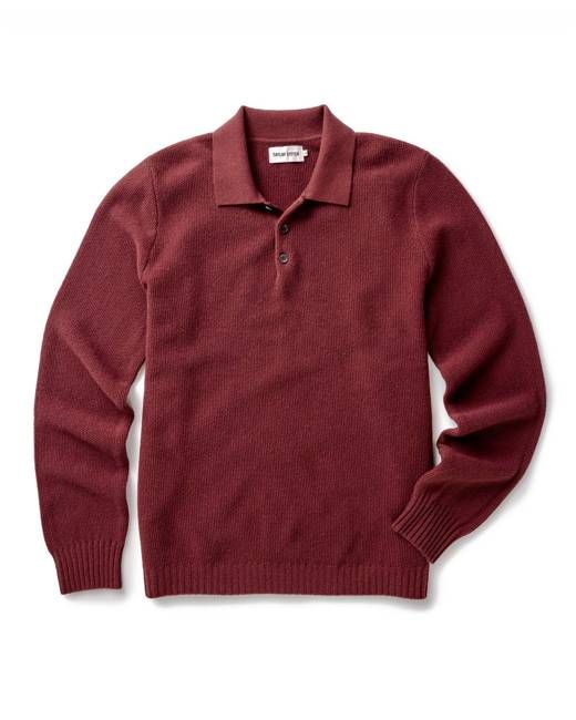 The Newton Sweater Polo in Dried Cherry Merino