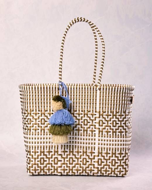 Gold & White - Preppy Tile Gold & White Citron Tote - Squeeze de Citron