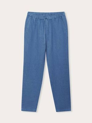 Men's Deep Blue Eleuthera Linen Trousers