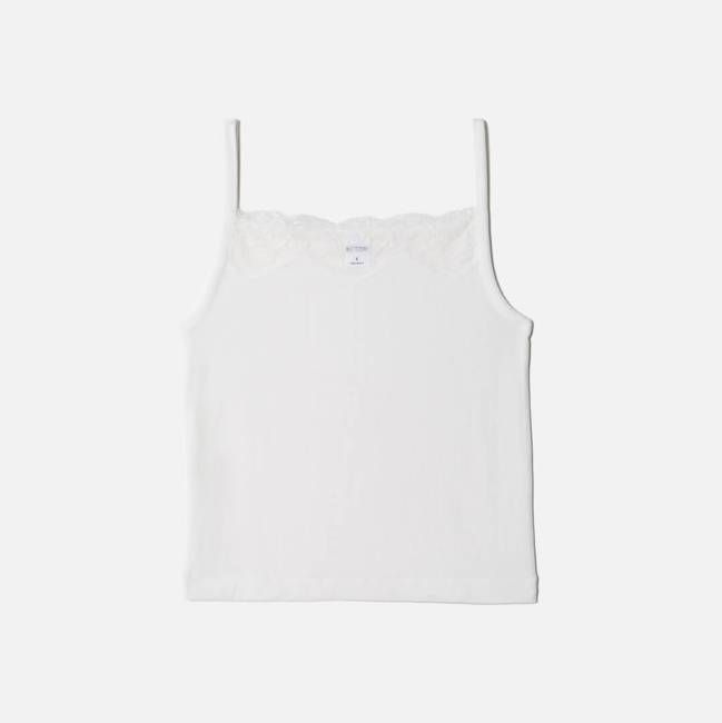 Lace Ribbed Cami - Off White Size: XS