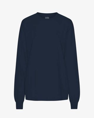 Oversized Organic LS T-Shirt - Navy Blue