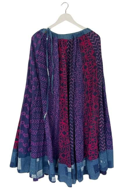 NEW! Flared Cotton Blockprint Patchwork Skirt No. 19