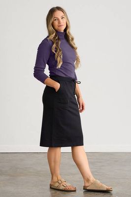 Women's Organic French Terry Midi Skirt with Pockets