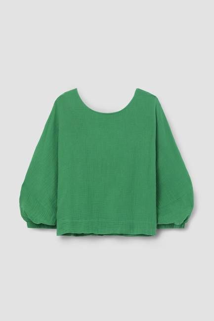 Ivy Organic Cotton Cheesecloth Top in Palm Green