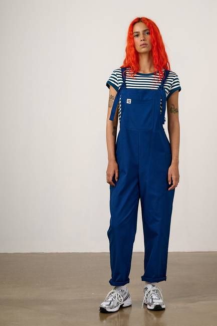 Una - Cotton Dungarees in Navy