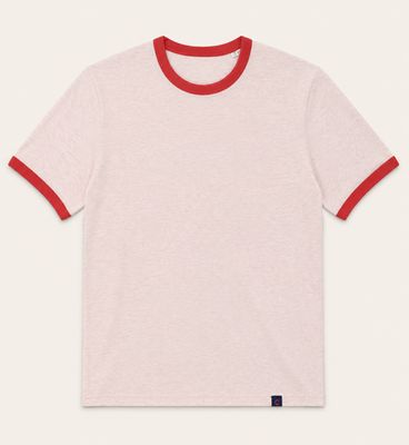 HEATHERED PINK T-SHIRT WITH RED TRIM