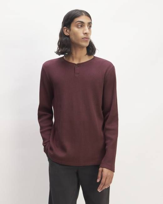 The Waffle Long-Sleeve Henley | Burgundy