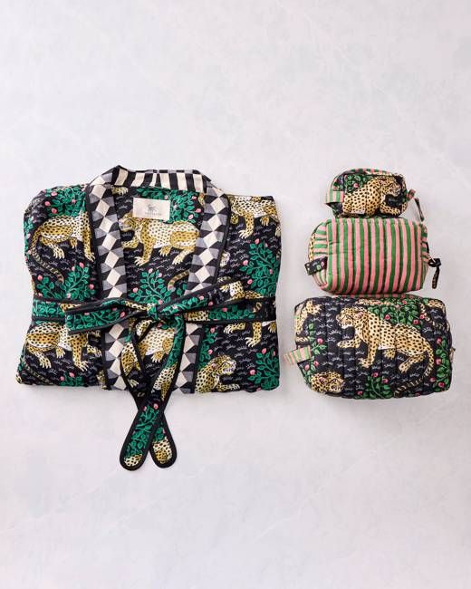 Bagheera - Eco Satin Robe & Pouches Bundle - Ink