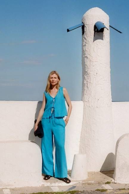 The Marina Drawstring Trousers in ice blue