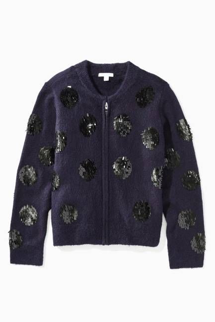 Dotty Paillette Zip Cardigan