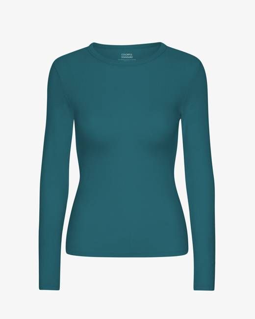 Women Organic Rib LS T-Shirt - Ocean Green