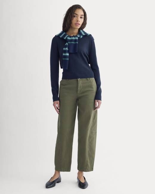 Twisted Seam Barrel Pant | Olive Night