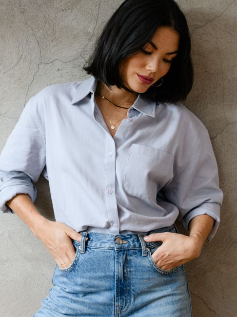 Harris Oversized Button Down Shirt: Zen Blue