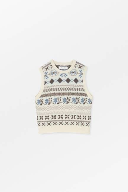 Vero vest - Brown/Ecru jacquard