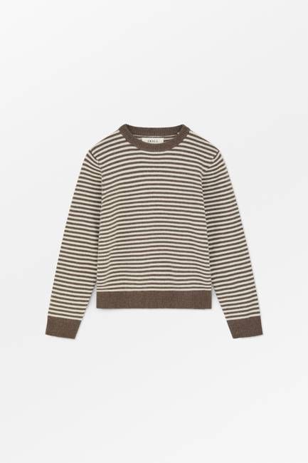 Cameron jumper - White/Brown mélange stripe