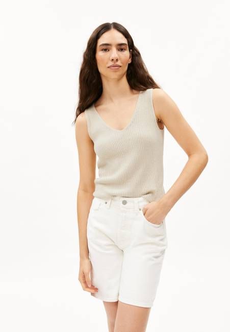 LINEN BLEND KNIT TOP | raw white