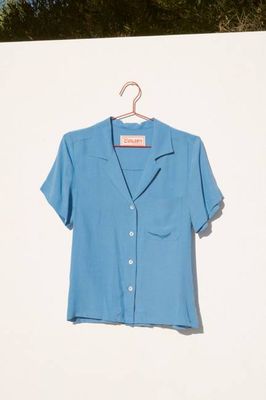 Nancy Button-Waist Shirt - Blue