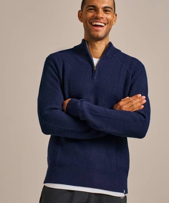 Men's Bowcombe Rib Stitch Quarter Zip Knit