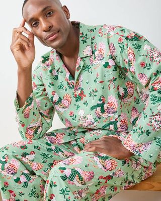 Holiday Hens - Men's Long PJ Set - Sage