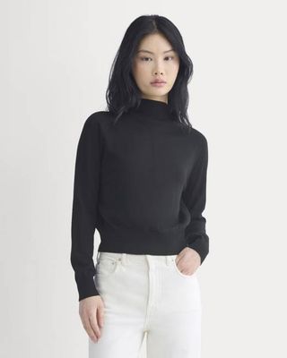 Mockneck Sweater In Ultrafine Merino | Black